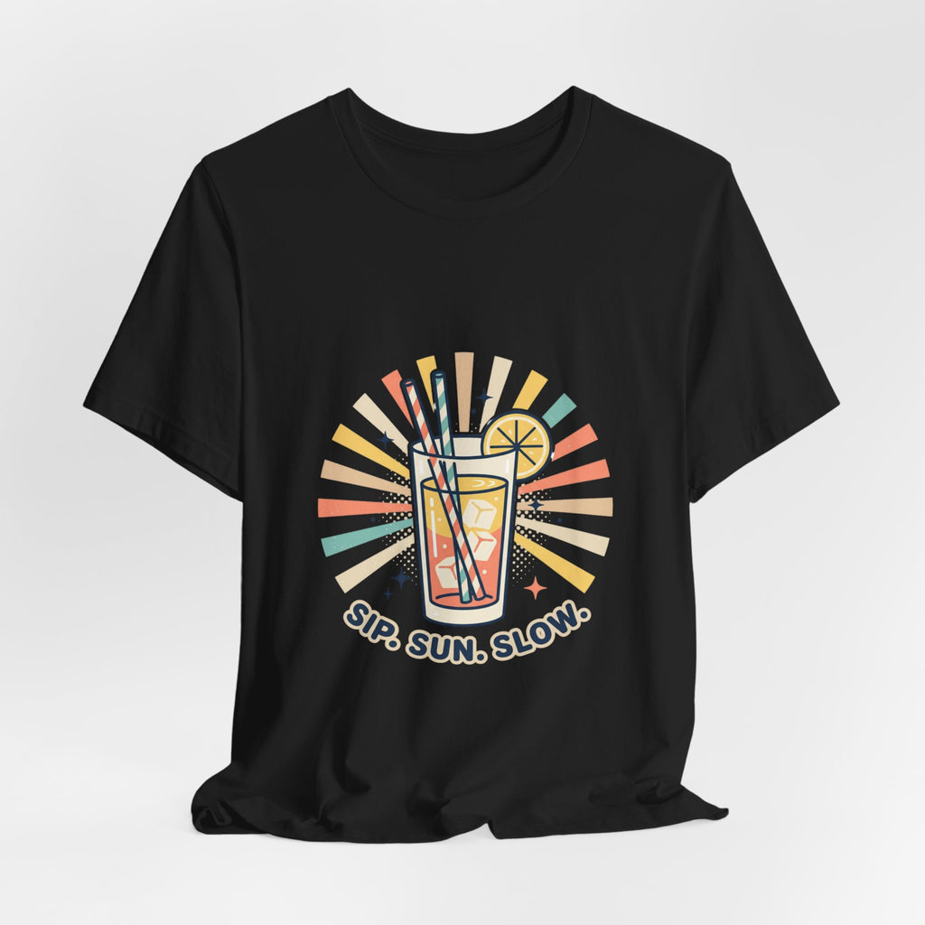 Sip Sun Slow Tee | Summer Aesthetic, Coastal Vibes, Retro Pastel