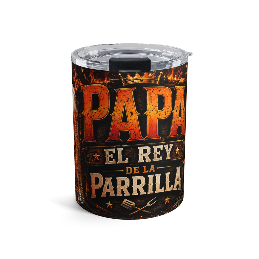 Papa El Rey de la Parrilla 10oz Tumbler — Insulated BBQ Lover’s Coffee Cup