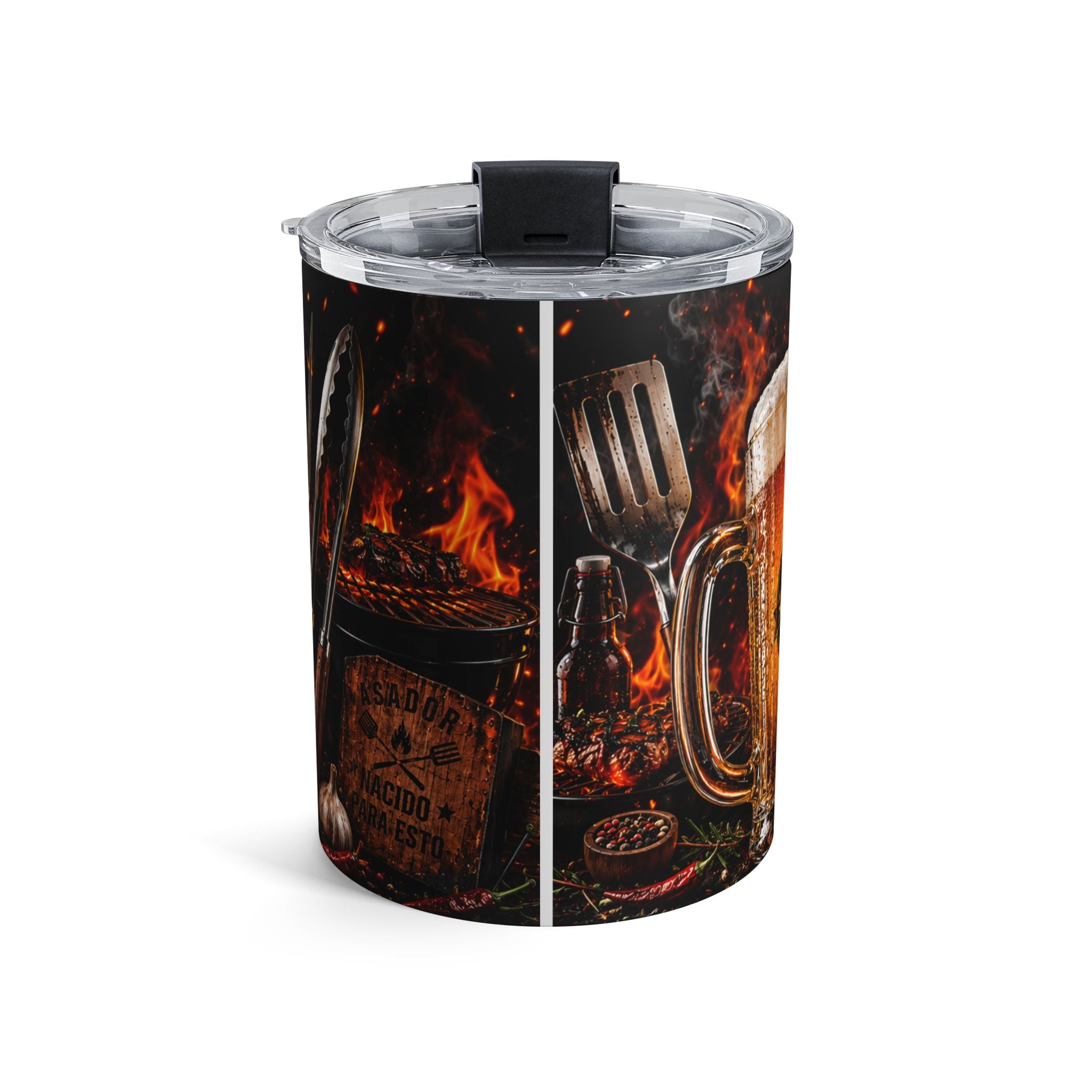 Papa El Rey de la Parrilla 10oz Tumbler — Insulated BBQ Lover’s Coffee Cup