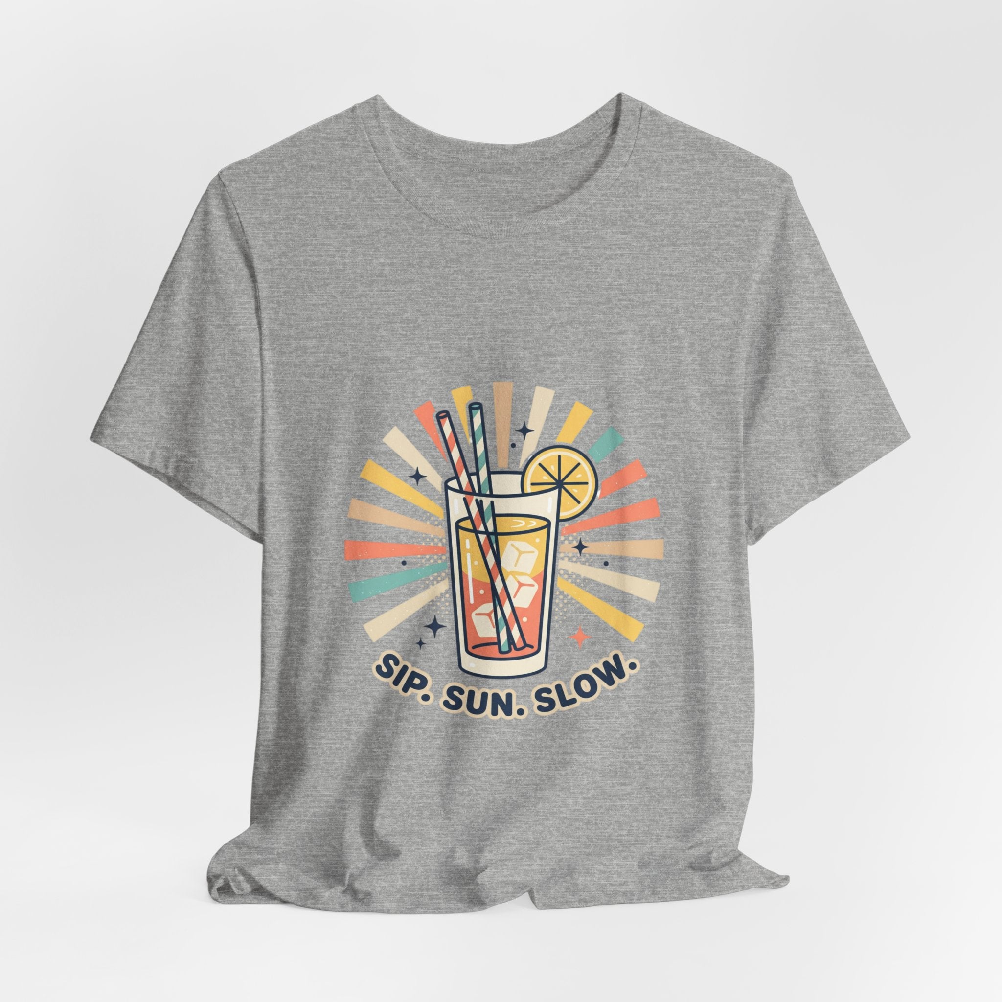 Sip Sun Slow Tee | Summer Aesthetic, Coastal Vibes, Retro Pastel
