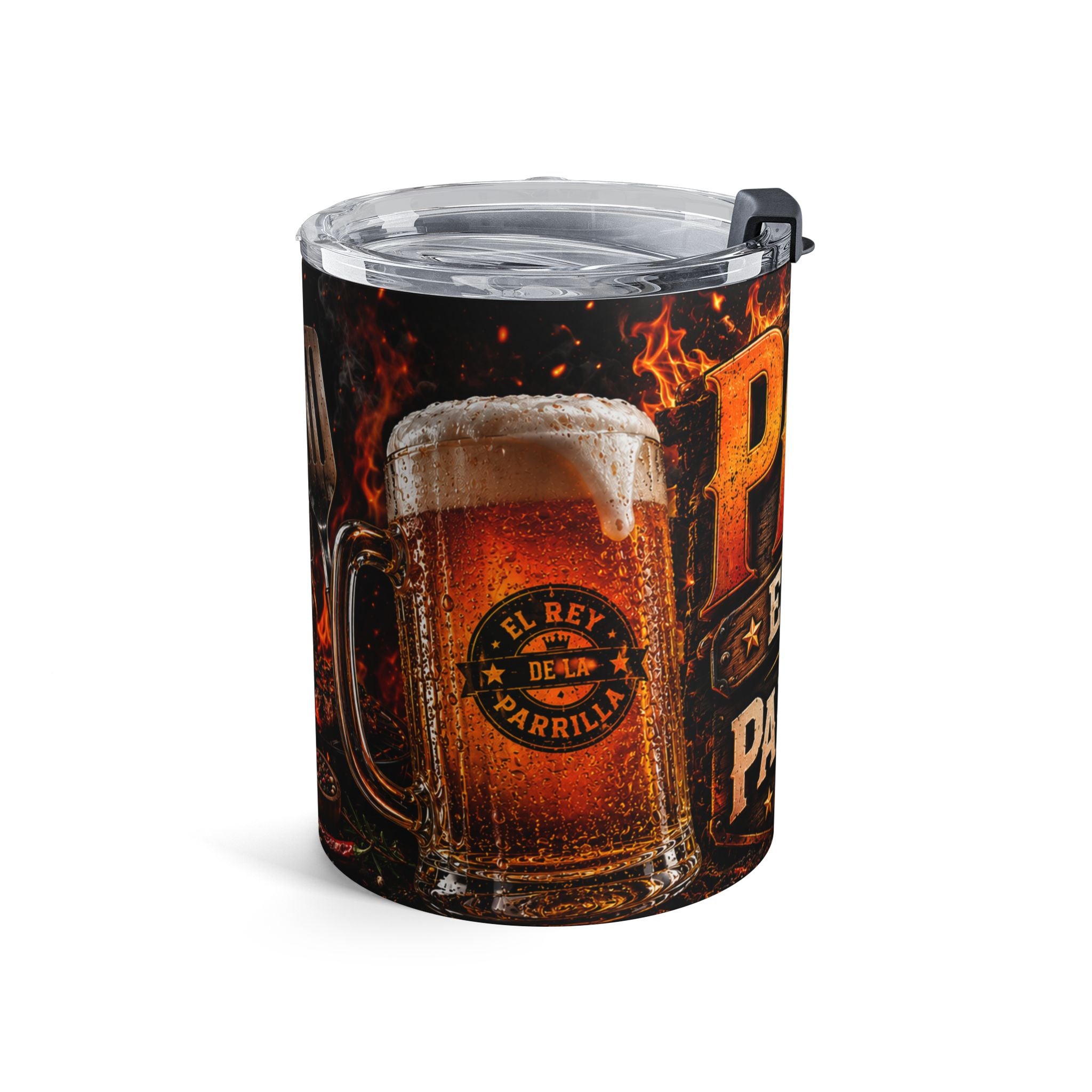 Papa El Rey de la Parrilla 10oz Tumbler — Insulated BBQ Lover’s Coffee Cup