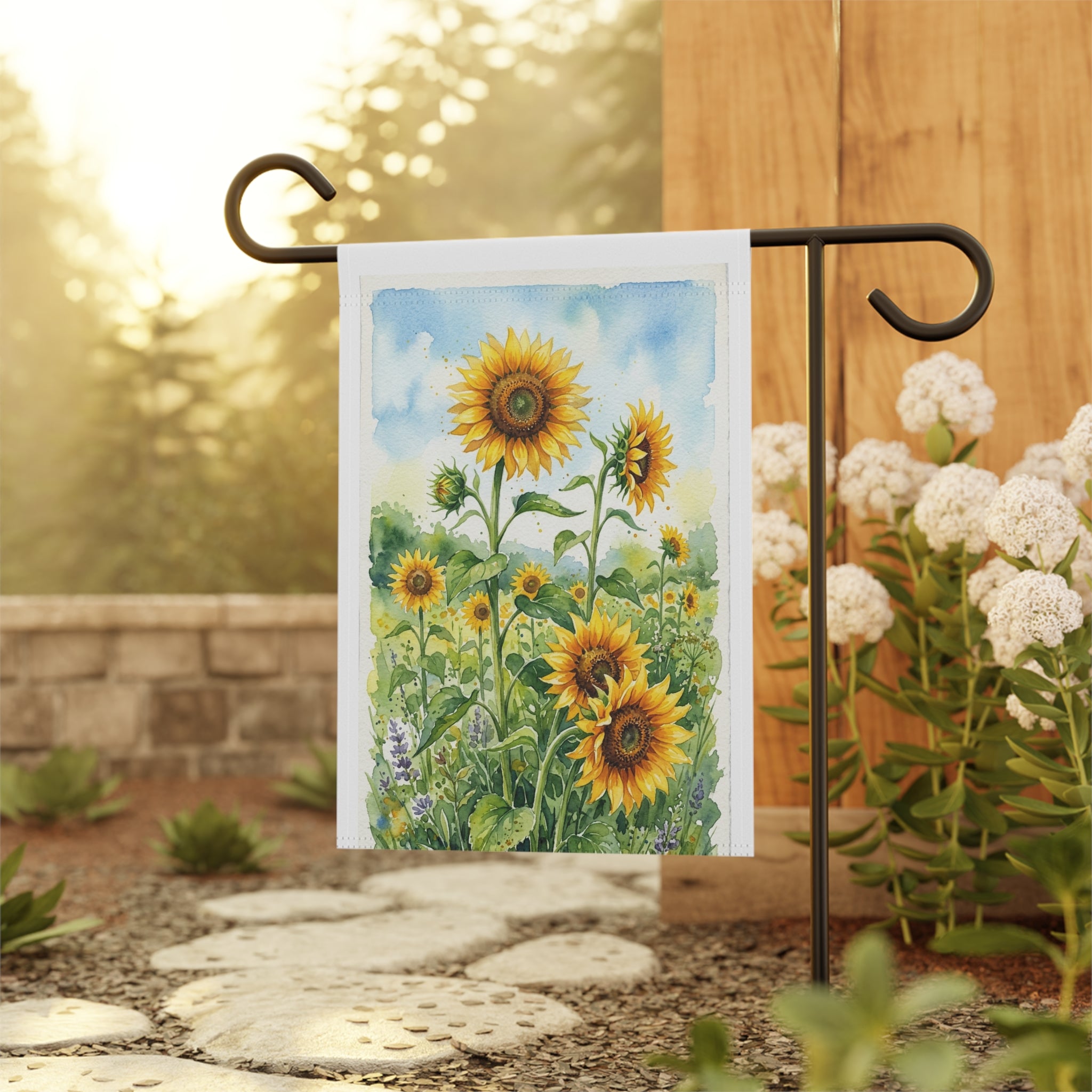 Sunflower Watercolor Garden Flag – Decorative Outdoor House Banner