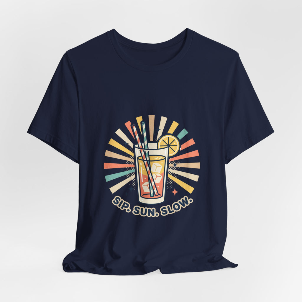 Sip Sun Slow Tee | Summer Aesthetic, Coastal Vibes, Retro Pastel