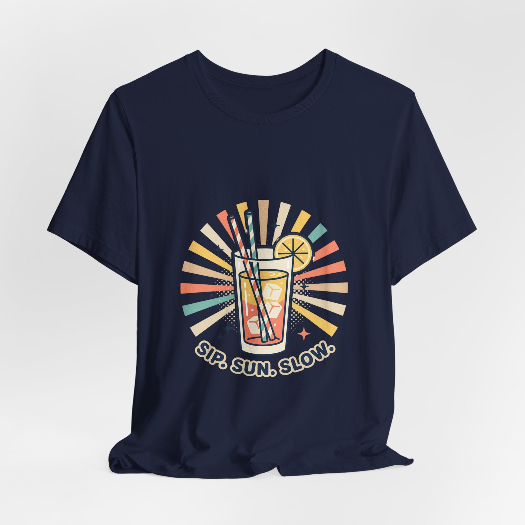 Sip Sun Slow Tee | Summer Aesthetic, Coastal Vibes, Retro Pastel