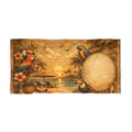 Vintage Tropical Beach Towel — Parrots, Pineapples & Sunset Oasis