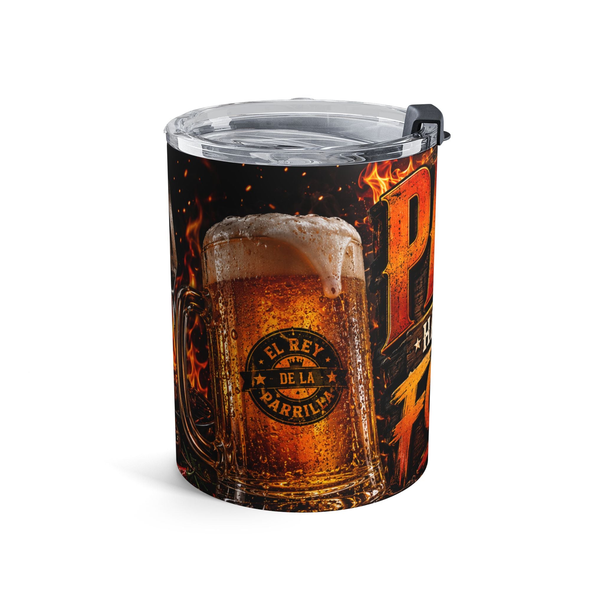 Papa Hasta el Fondo 10oz Tumbler – BBQ Grillmaster Stainless Travel Cup