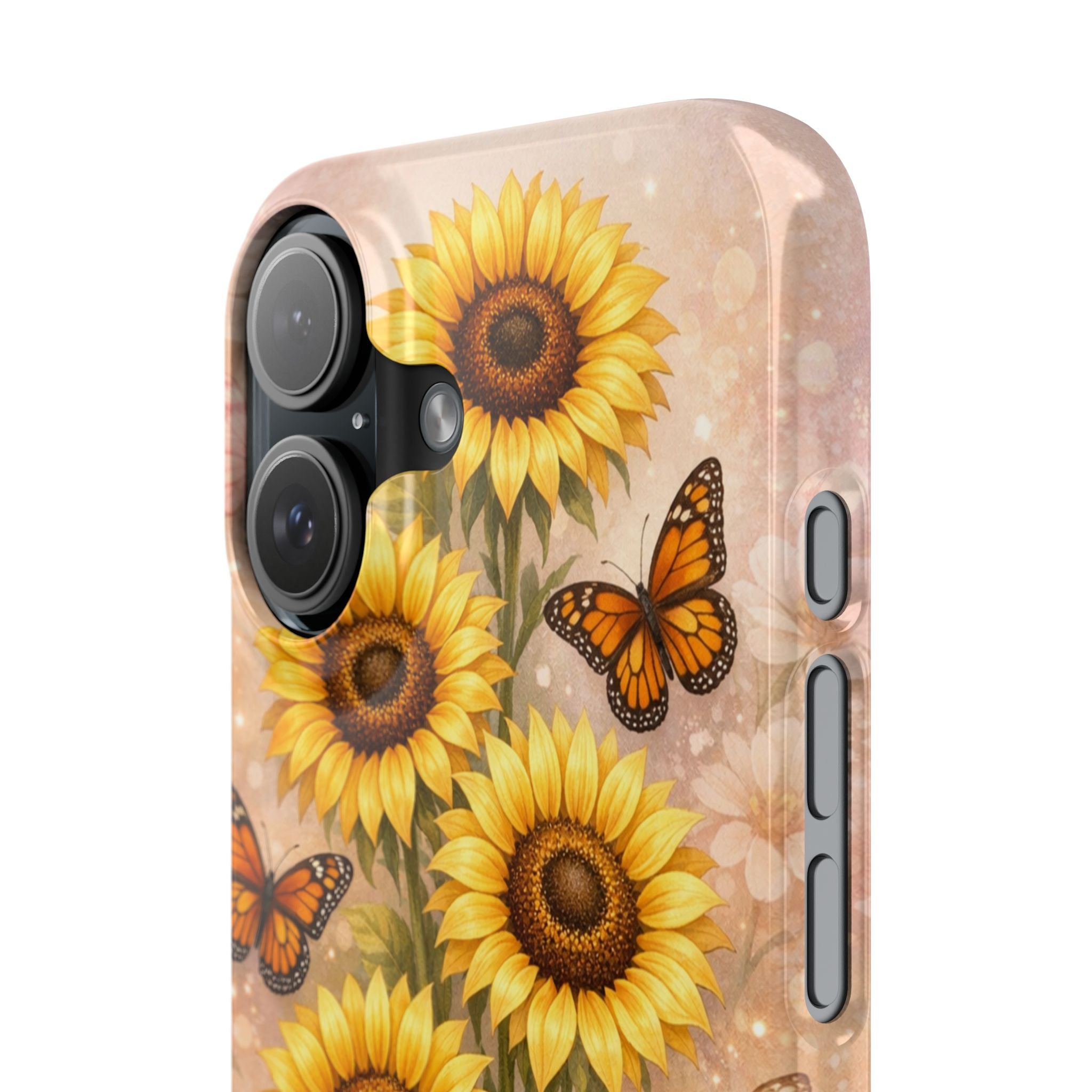 Sunflower & Monarch Slim Phone Case — Floral Butterflies Protective Cover
