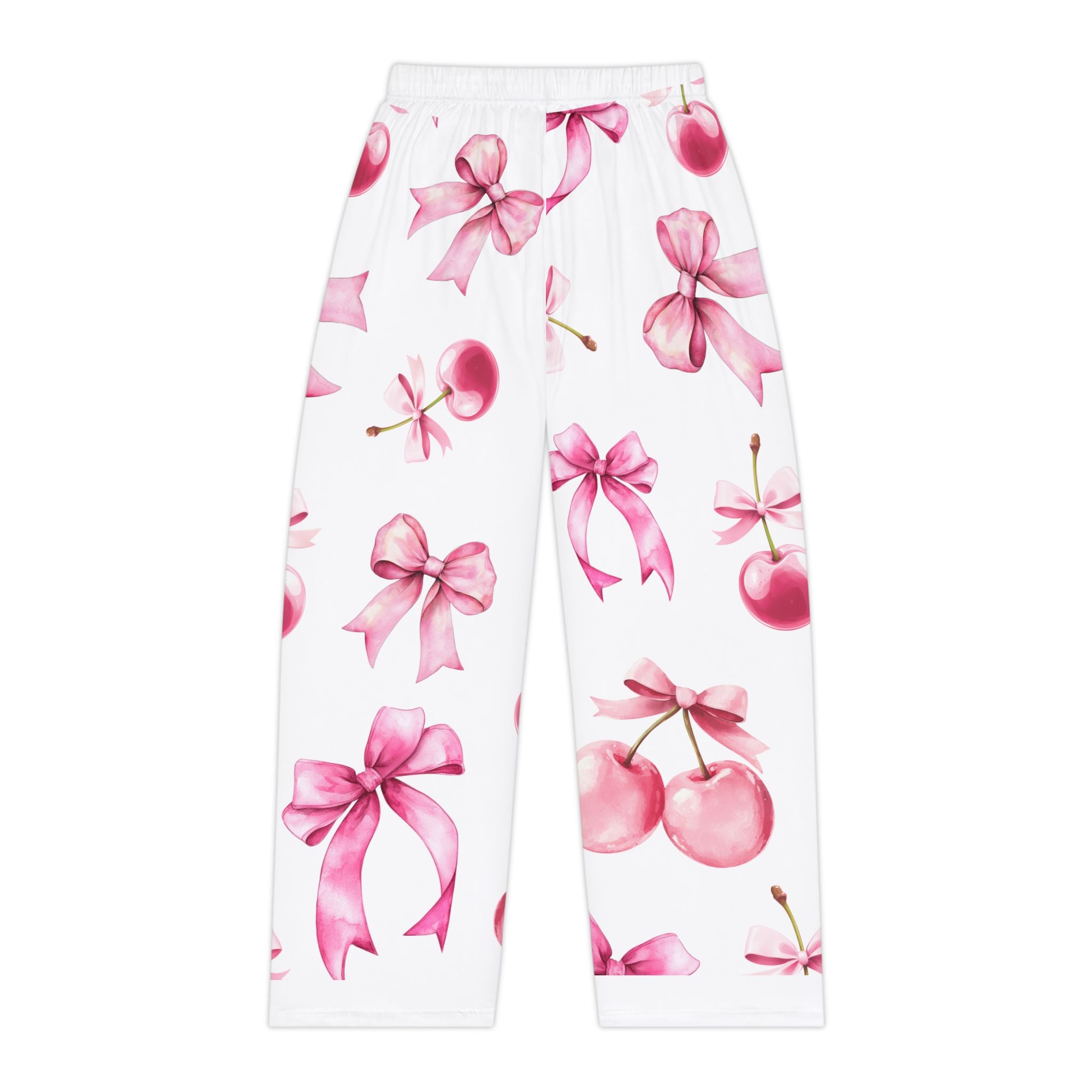 Cherry & Pink Bow Pajama Pants — Women's Cozy All-Over Print Lounge Pants