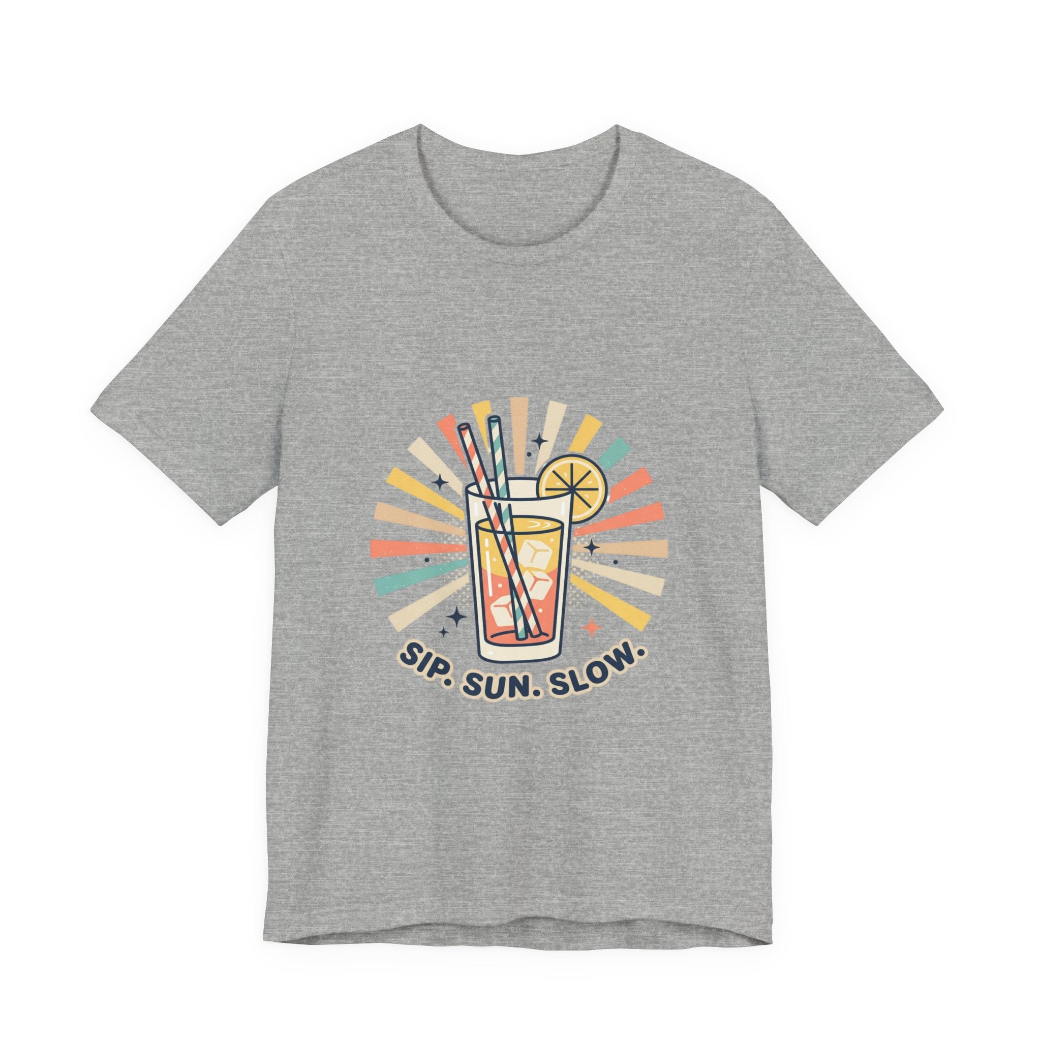 Sip Sun Slow Tee | Summer Aesthetic, Coastal Vibes, Retro Pastel