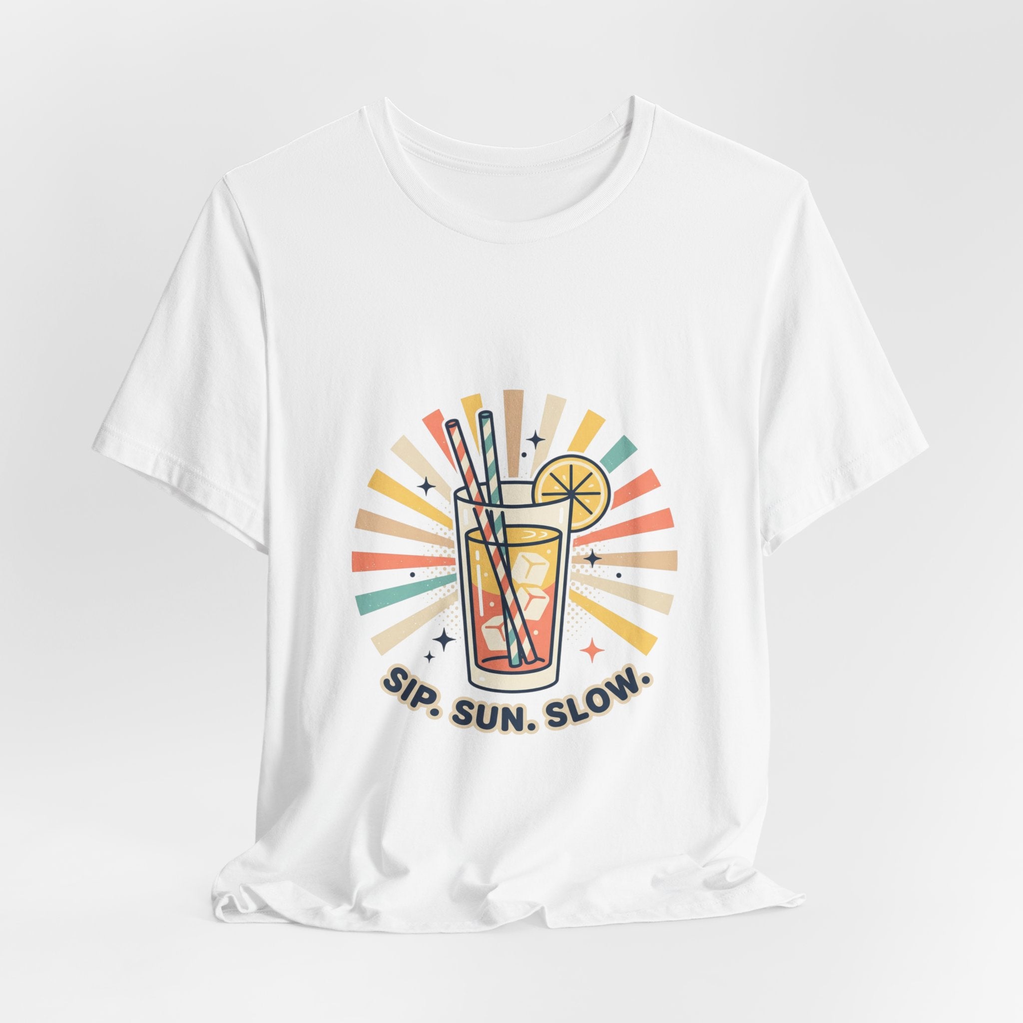 Sip Sun Slow Tee | Summer Aesthetic, Coastal Vibes, Retro Pastel