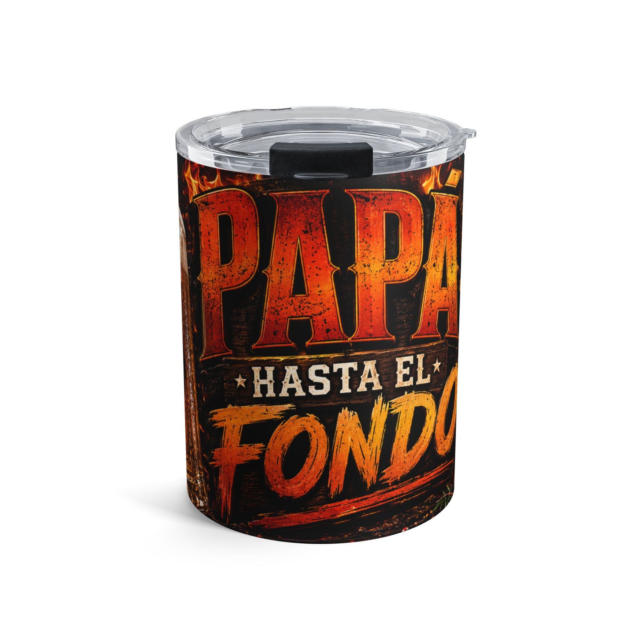 Papa Hasta el Fondo 10oz Tumbler – BBQ Grillmaster Stainless Travel Cup